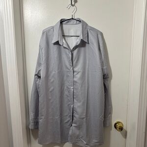 Oversized SHEIN Blue and White Striped Shirt